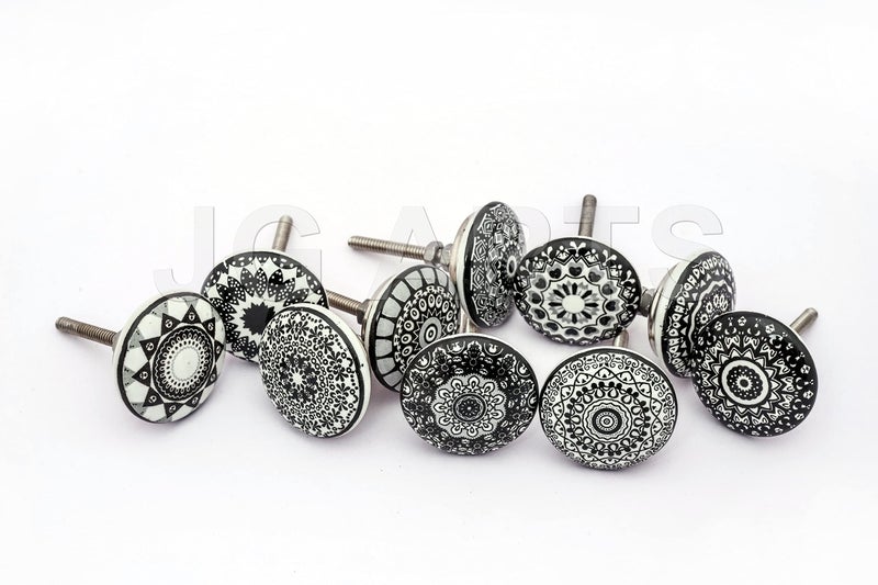 JGARTS Set of 10 Black Ceramic Porcelain Pottery Cabinet knob Drawer pulls Furniture Handles Shabby Chic Vintage - Image 1